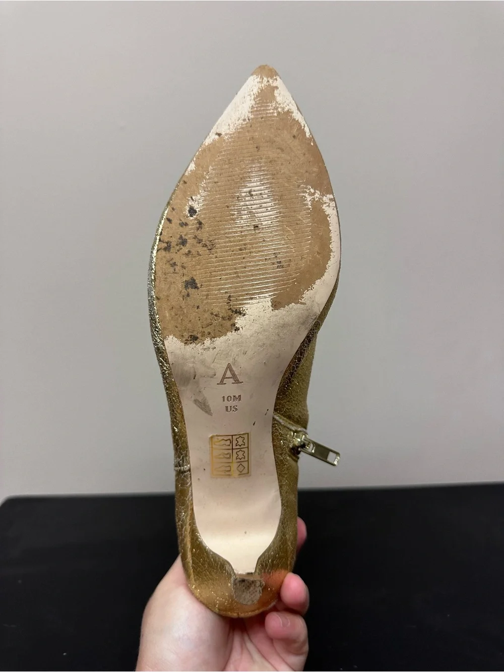 Anthropologie Metallic Gold Pointed-Toe Ankle Boots